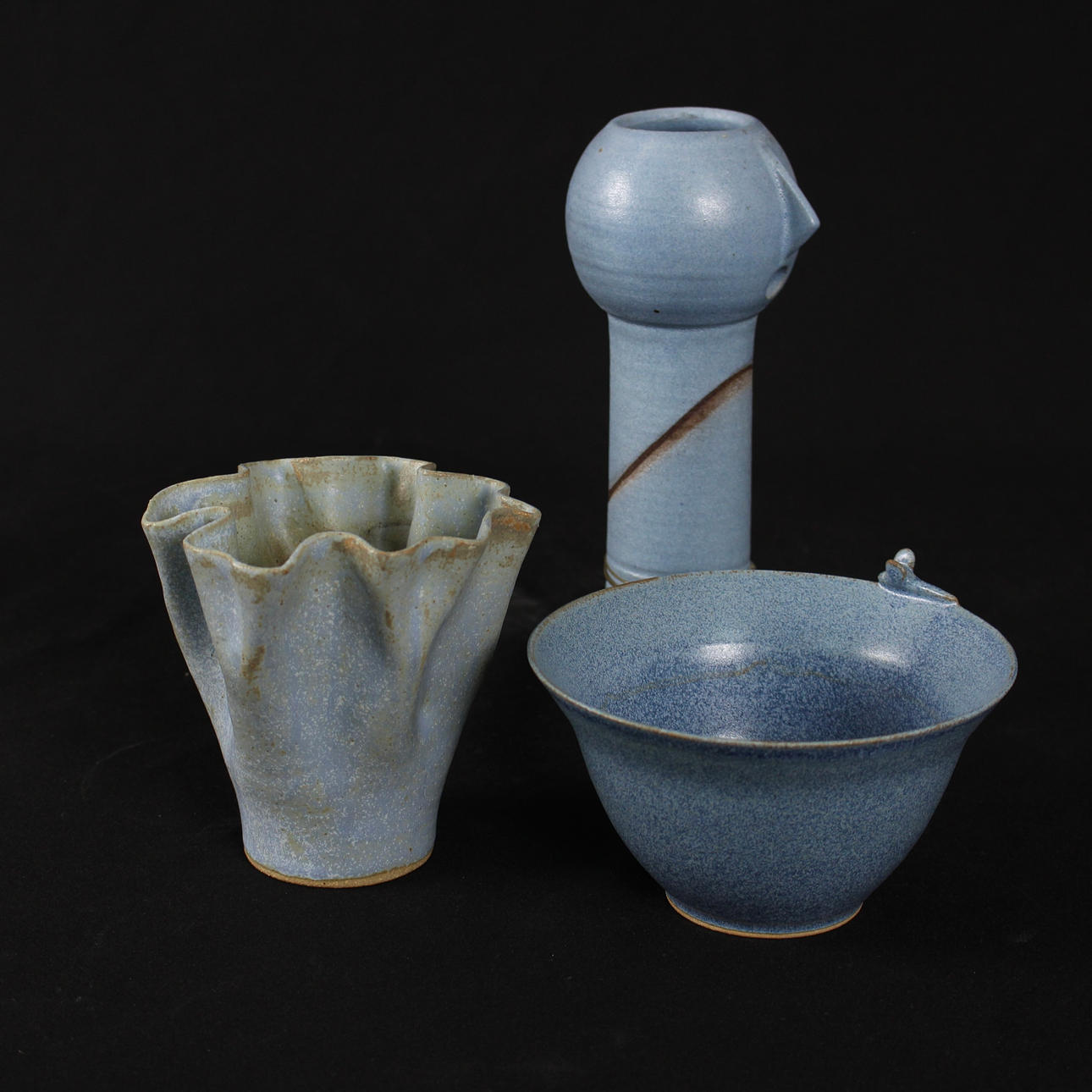 INGER PERSSON. cuenco y jarrones, 3 piezas, gres.