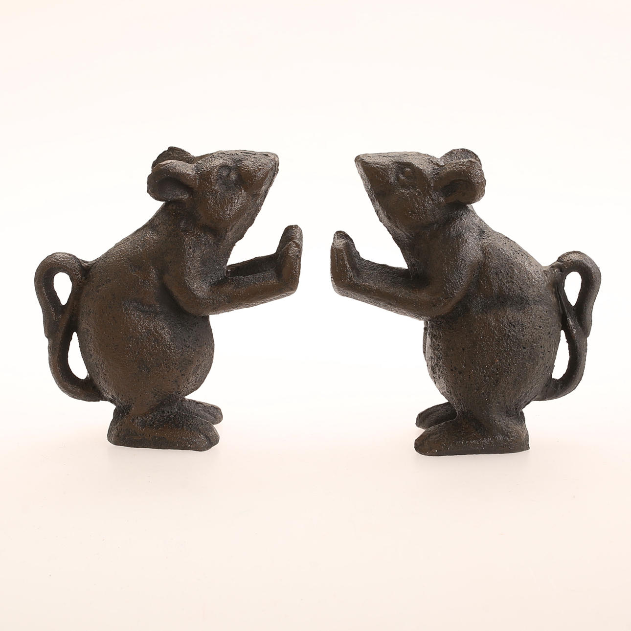 BOOKENDS, 2 pieces, mice, cast iron, contemporary.
