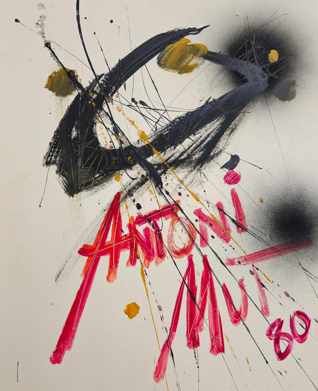 ANTONIO MUT TORROJA. ABSTRACT COMPOSITION. MIXED MEDIA ON PAPER. 1980.