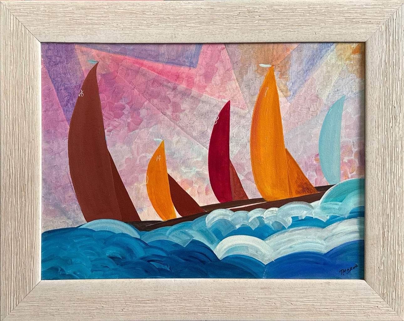 FRAMED CONTEMPORARY ACRYLIC PAINTING.