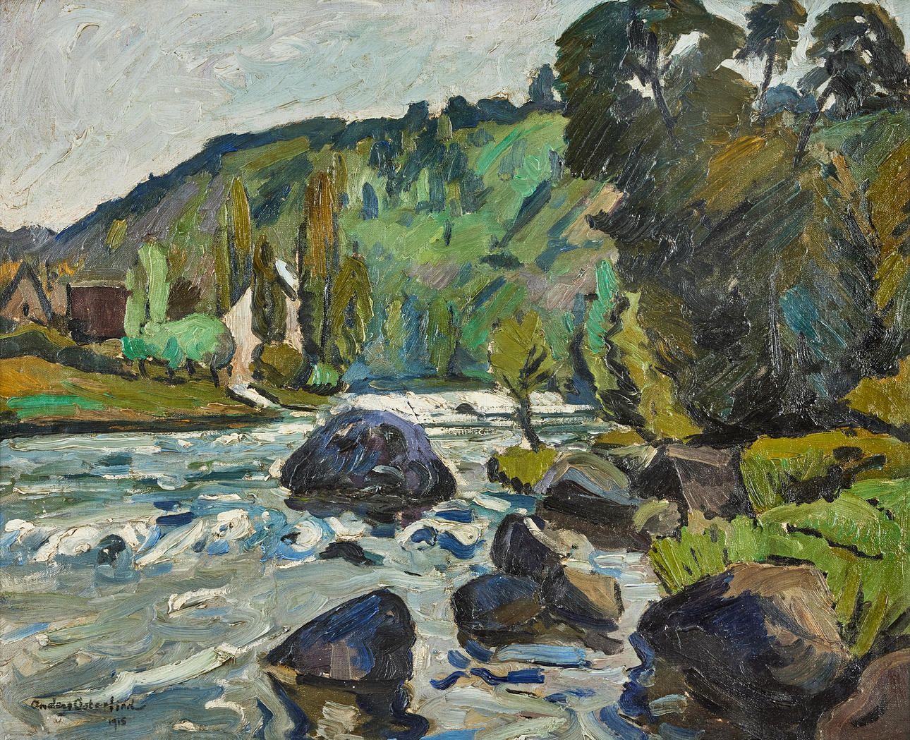 ANDERS ÖSTERLIND (1887-1960). River landscape.