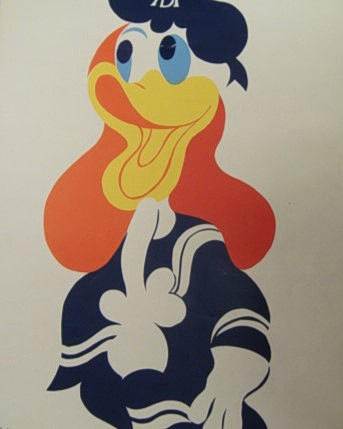 BURGHART, TONI. SCREEN PRINT, with comic motif, signed, 1971.