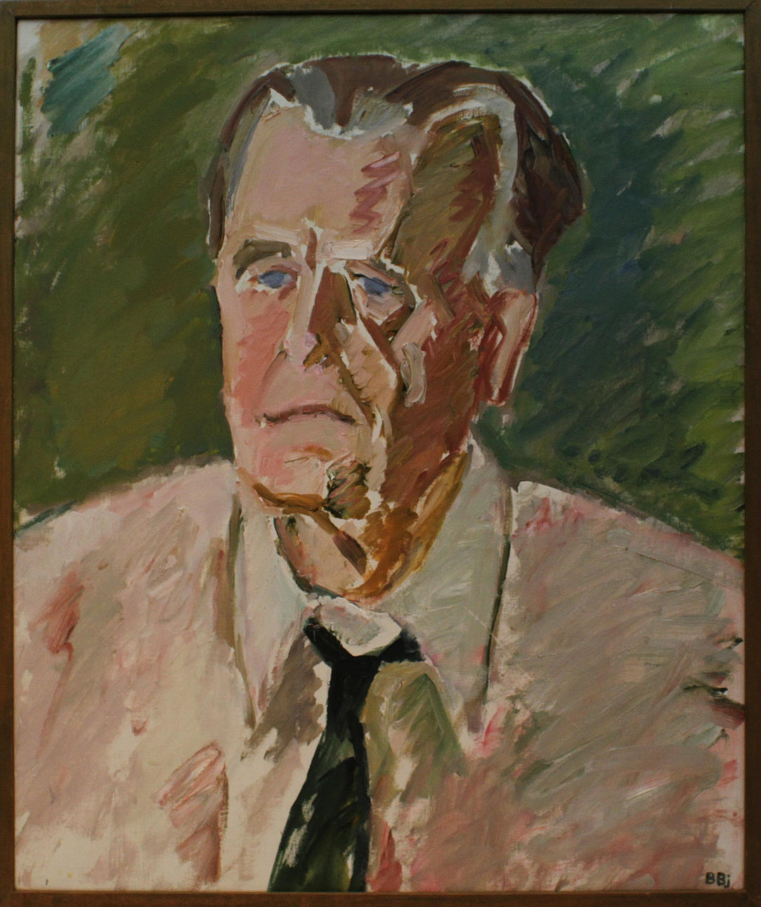 BENTE BJERREGAARD. Porträtt. Olja på duk. Signerad BBJ.