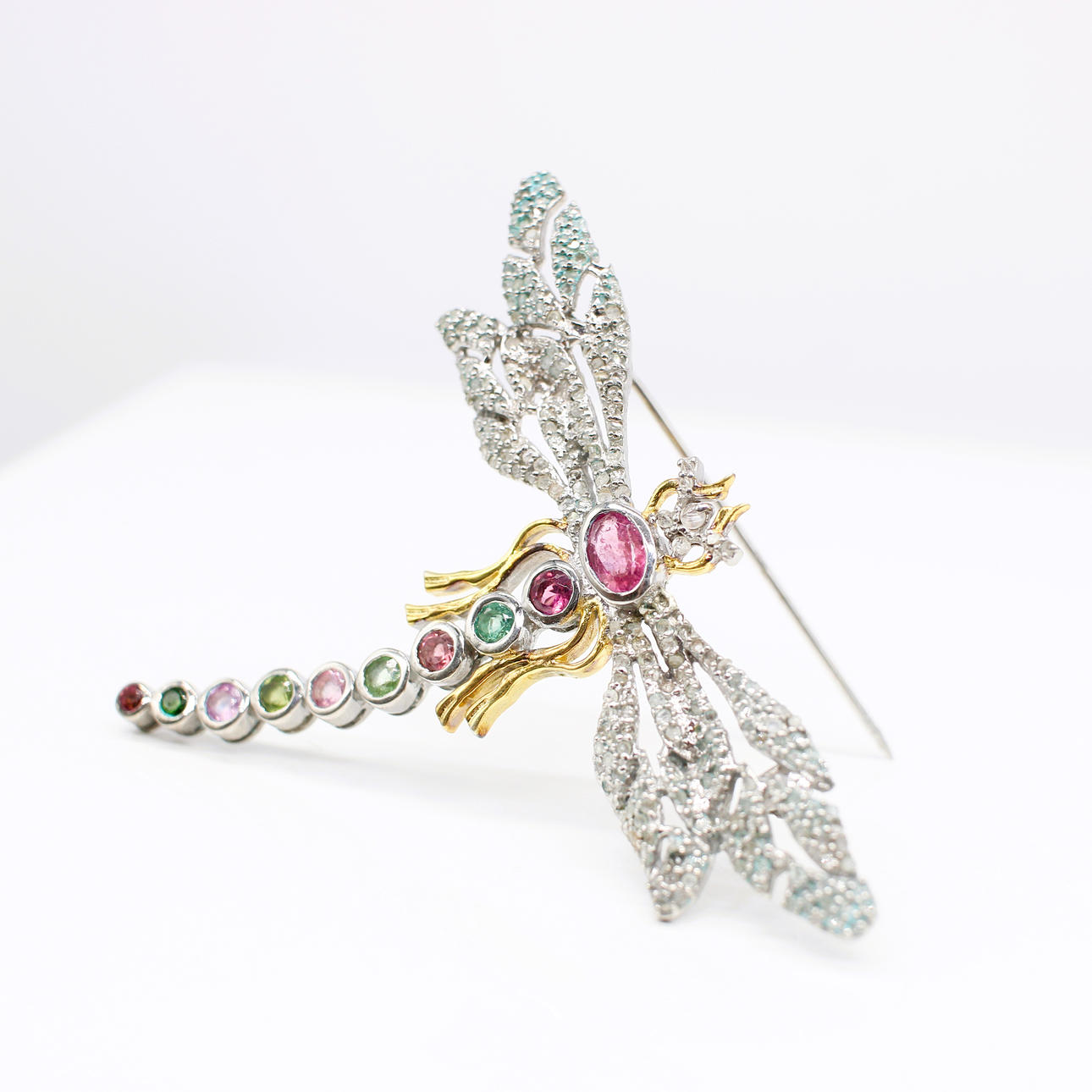 DIAMOND & TOURMALINE DRAGONFLY.
