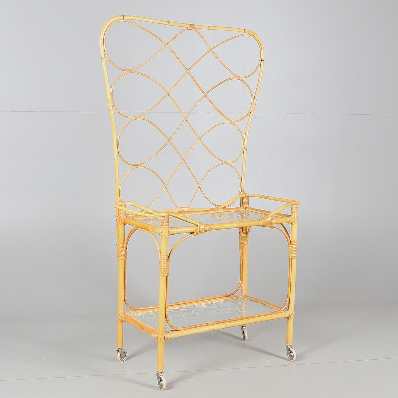 BLOMBORD med SPALJÈ, bambu/rotting samt glas, 1900-talets andra hälft.