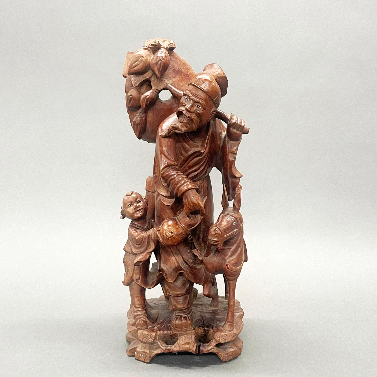 CHINESE HARDWOOD GROUP FIGURE.