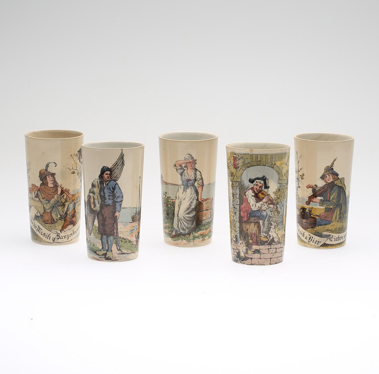 MUGGAR, 5 st, porslin, Villeroy & Boch, Tyskland, sent 1800-tal.