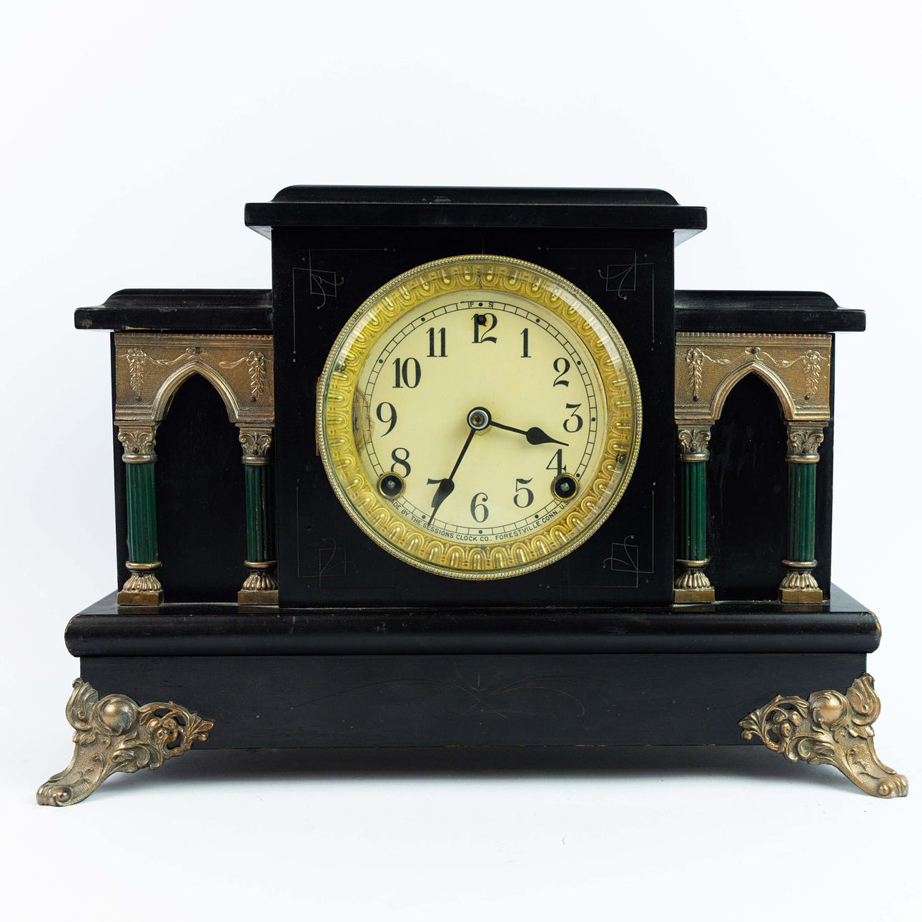 THE SESSIONS CLOCK COMPANY MANTEL CLOCK.