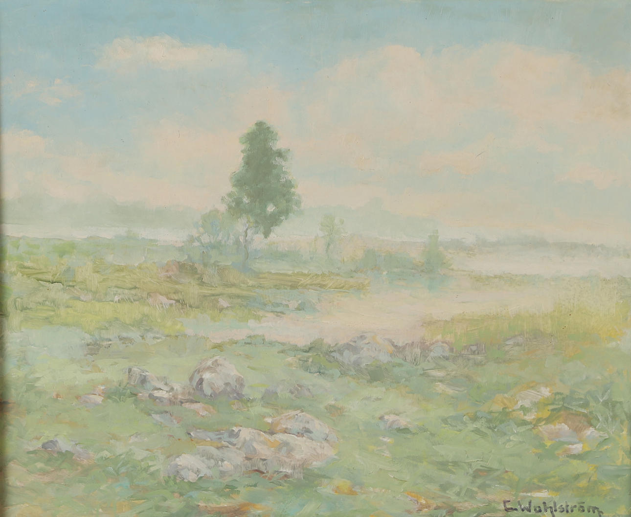 OIDENTIFIERAD KONSTNÄR. Landscape, oil on panel, signed Wahlström.