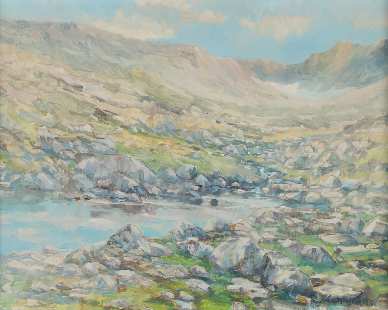 OIDENTIFIERAD KONSTNÄR. Landscape, oil on panel, signed Wahlström.