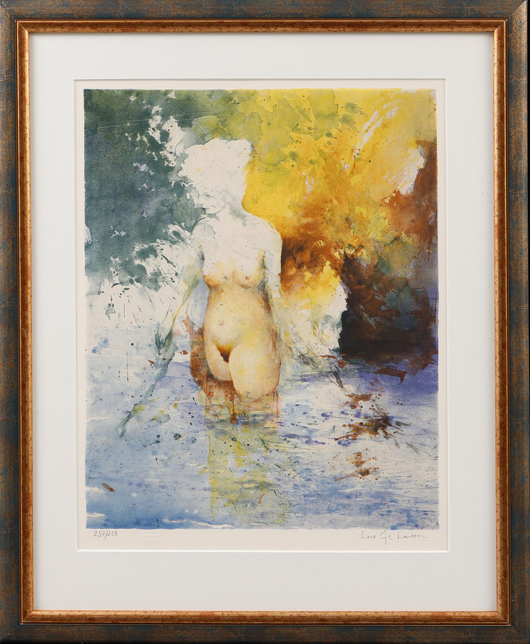 LARS EJE LARSSON. “Nude bath”, lithograph in colours, signed and numbered 237/250.