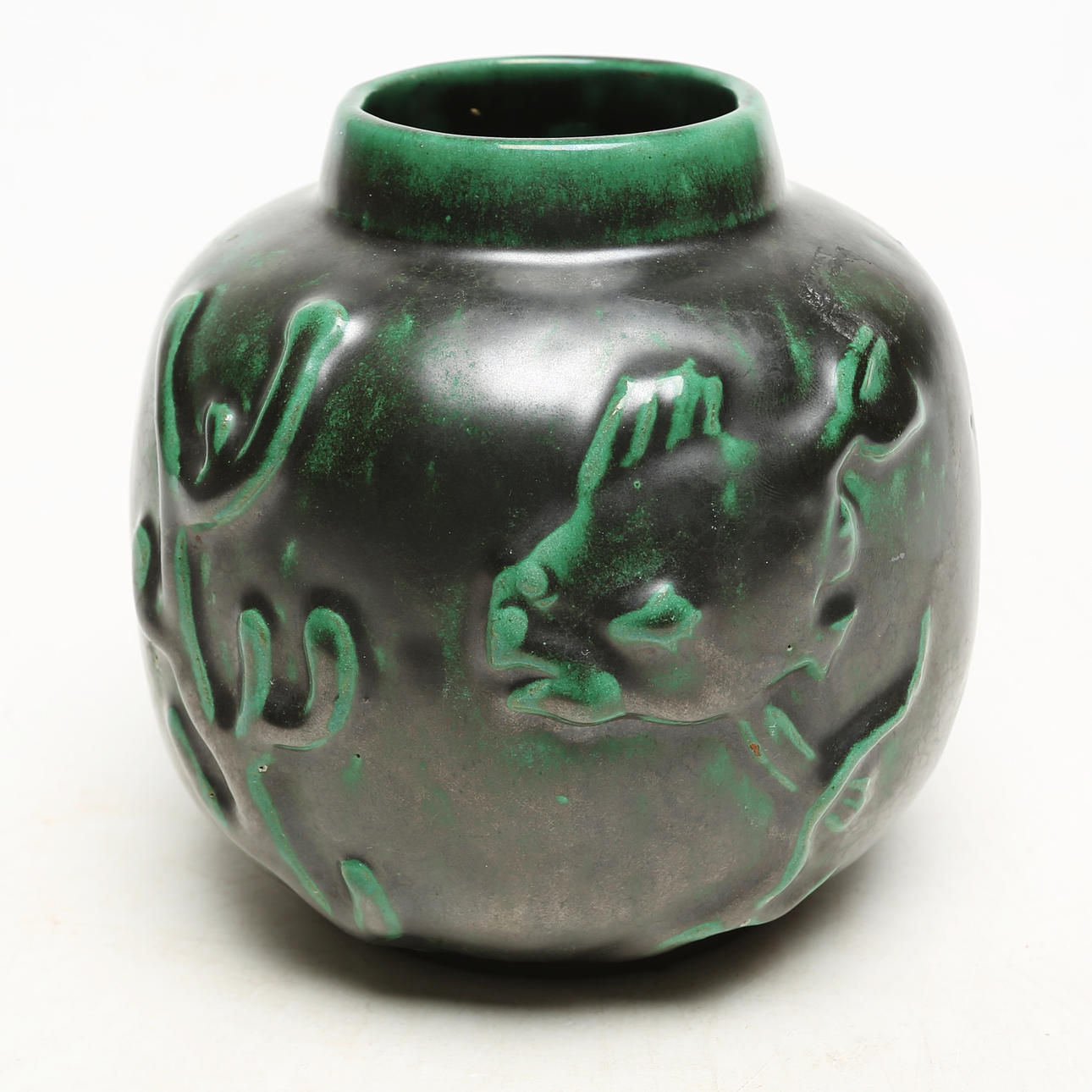 A ceramic vase, Ekeby or St Erik, fish motif.
