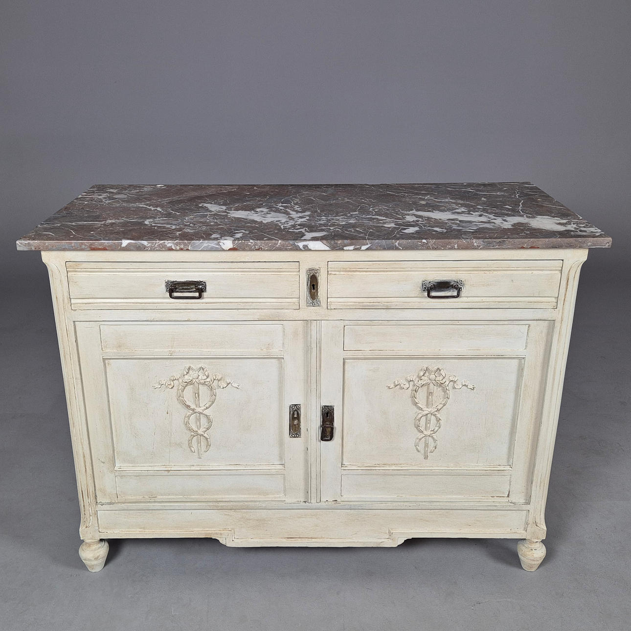 MARBLE TOPPED SIDEBOARD.