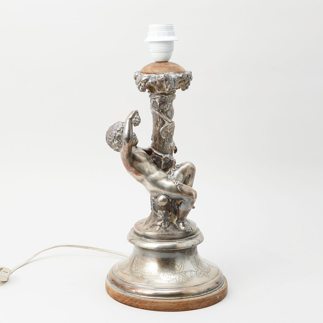 A lamp base, plated copper, 20th century.