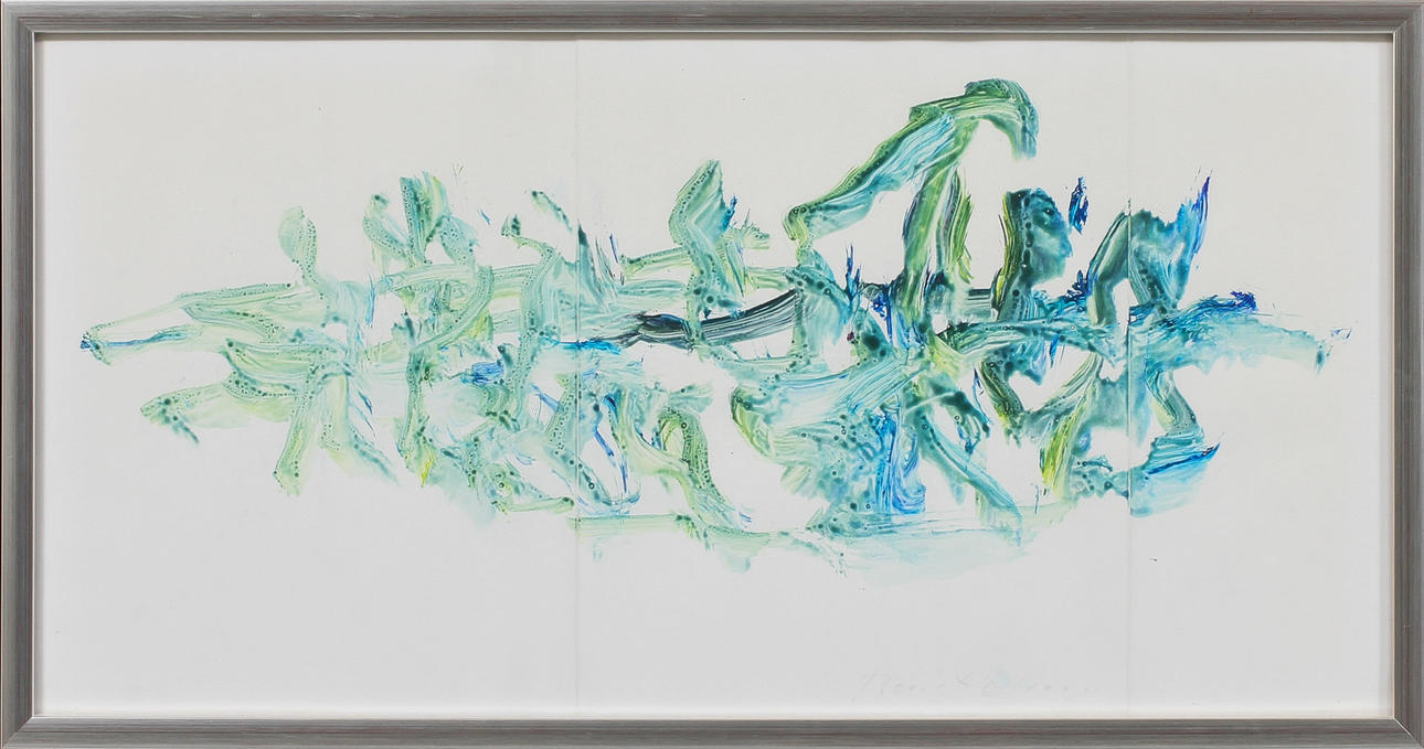 BENGT OLSSON. Komposition, olja på papper, signerad.