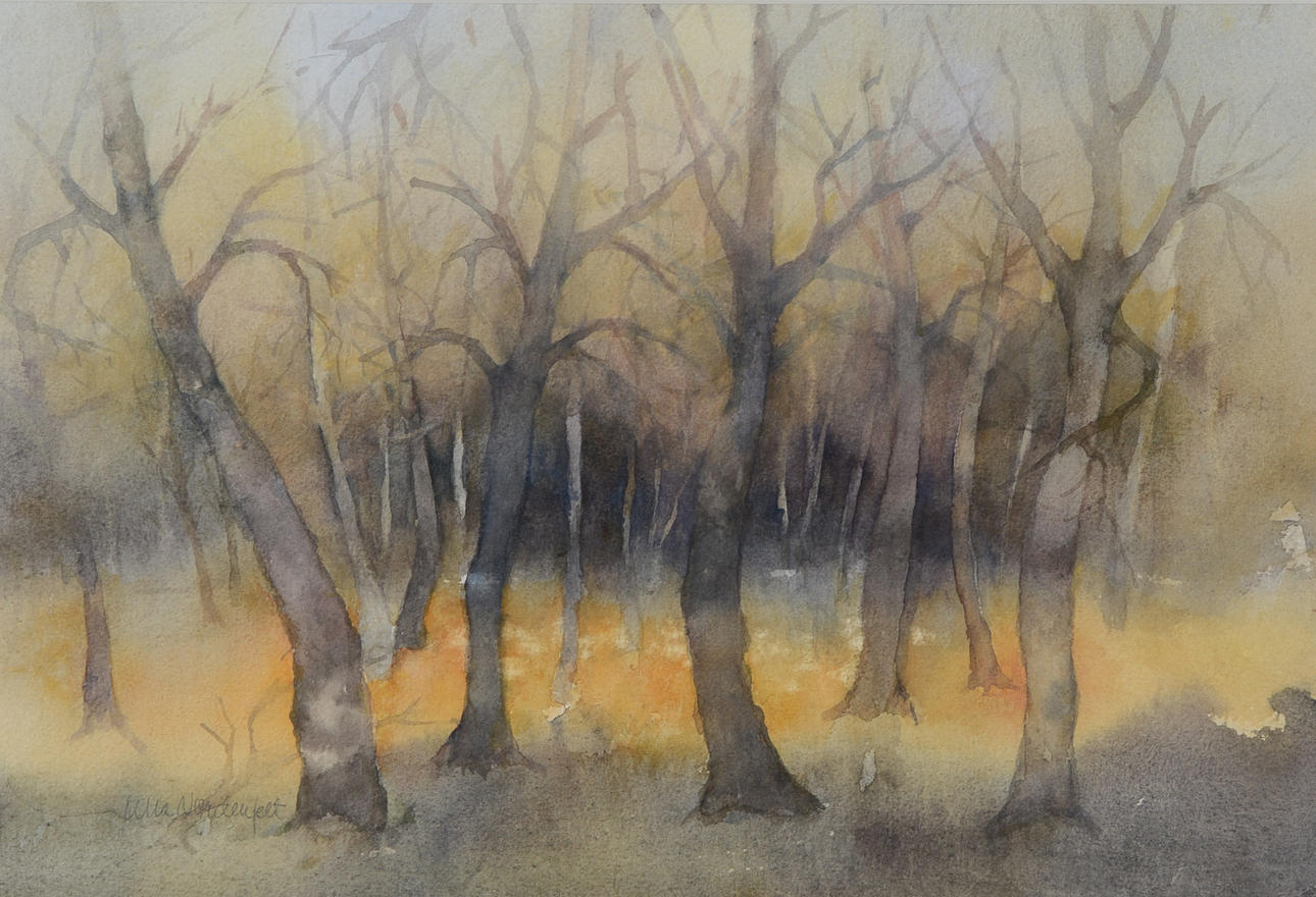 ULLA NORDENFELT. Forest landscape, watercolor, signed.