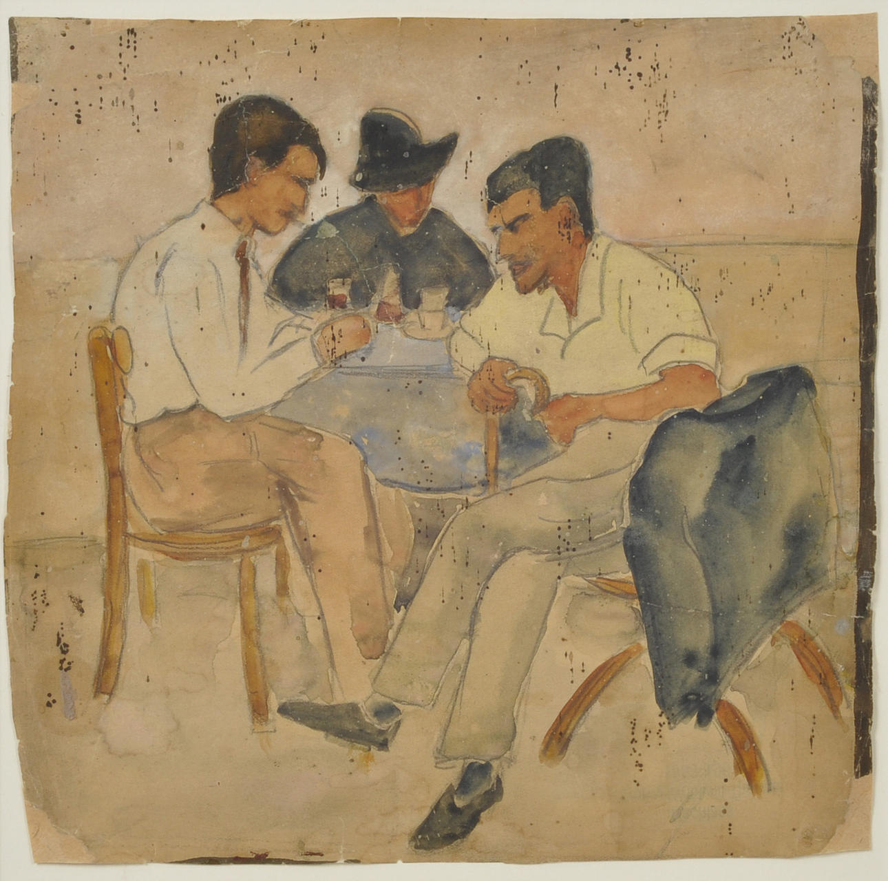 EMMY WOHLWILL-THOMAE, GEBOREN THOMAE. 1883 HAMBURG-1961 PORTUGAL. Akvarell över blyerts.