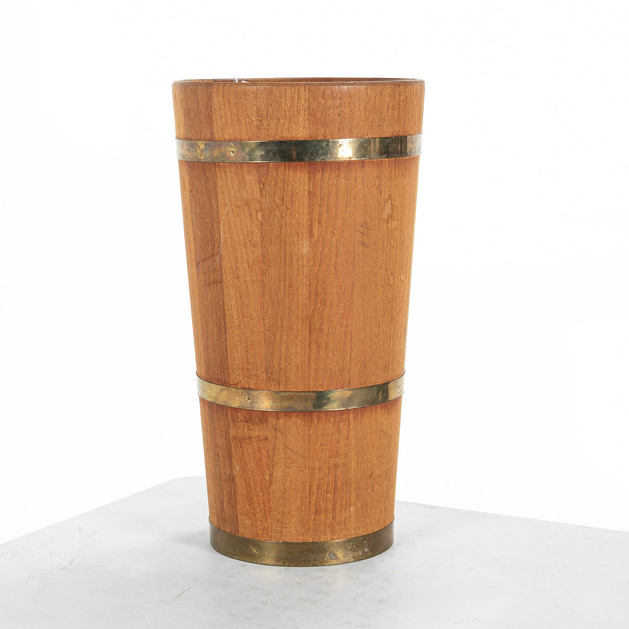 A 1960's solid teak umbrella stand.