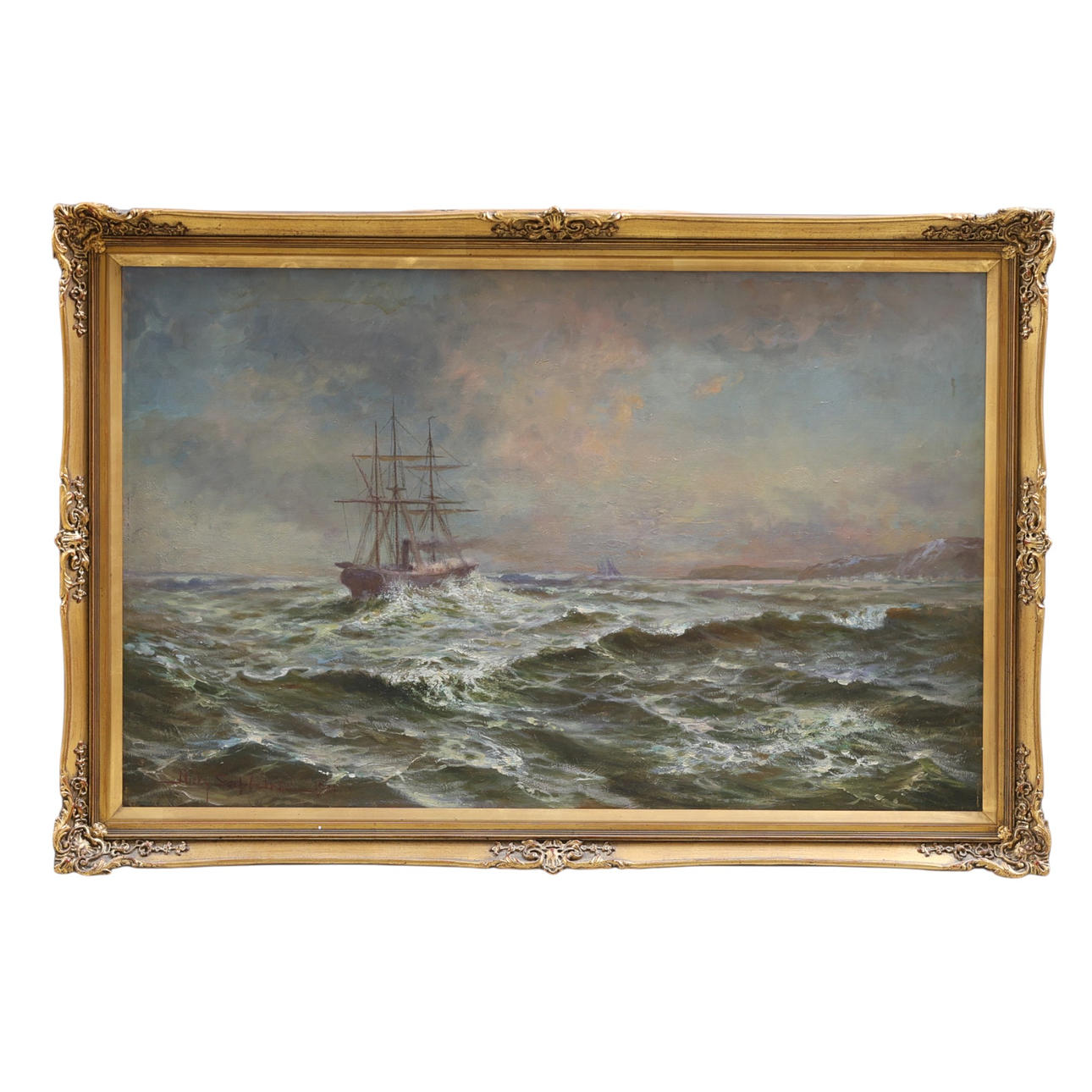 NICKY SAHLSTRÖM. Marine motif, oil on canvas, signed and dated 1911.