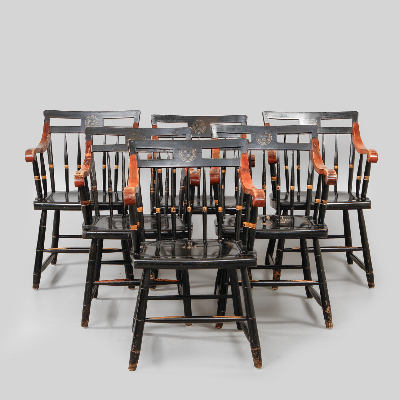 KARMSTOLAR, 6 st, "The Harvard chair", Nichols & Stone Co, Gardner, Massachusetts, USA, 1900-tal.