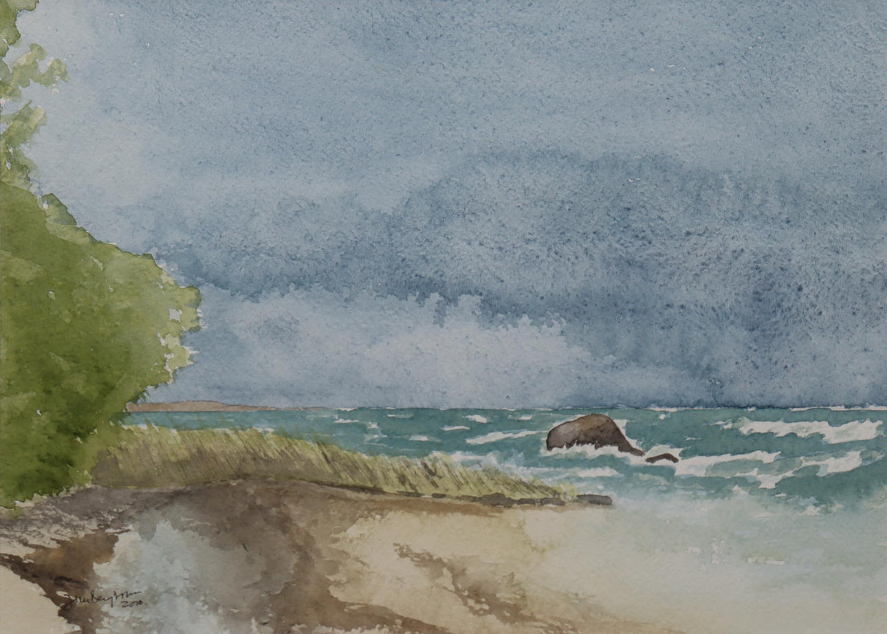 JIM BENGTSSON, Beddingestrand, akvarell, kustvy.