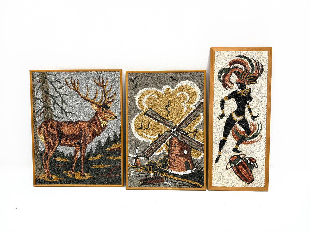 PAINTINGS - 3 pebble mosaic.