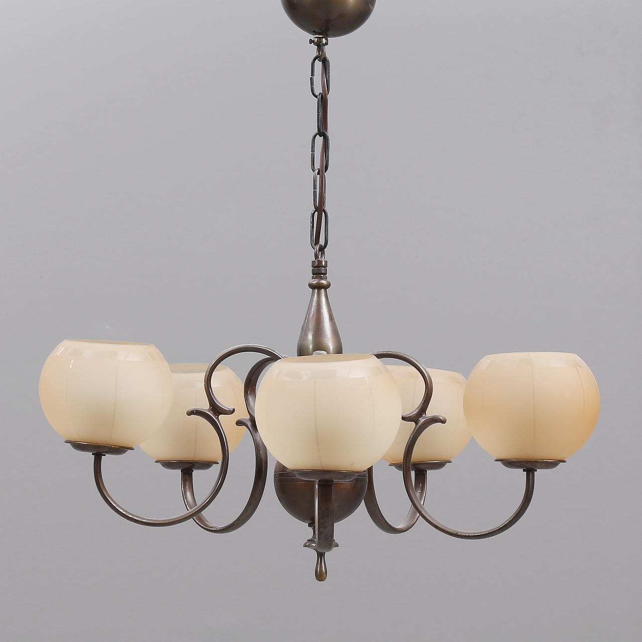 A stone 5-arm ceiling lamp, 20th century.