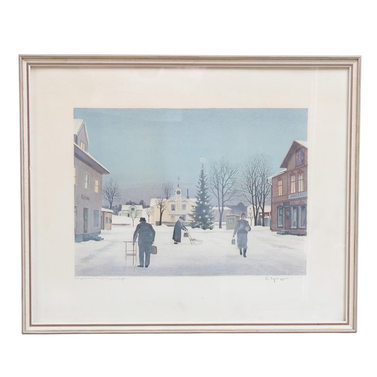 REINHOLD LJUNGGREN. lithograph, “Torget Trosa”, signed.