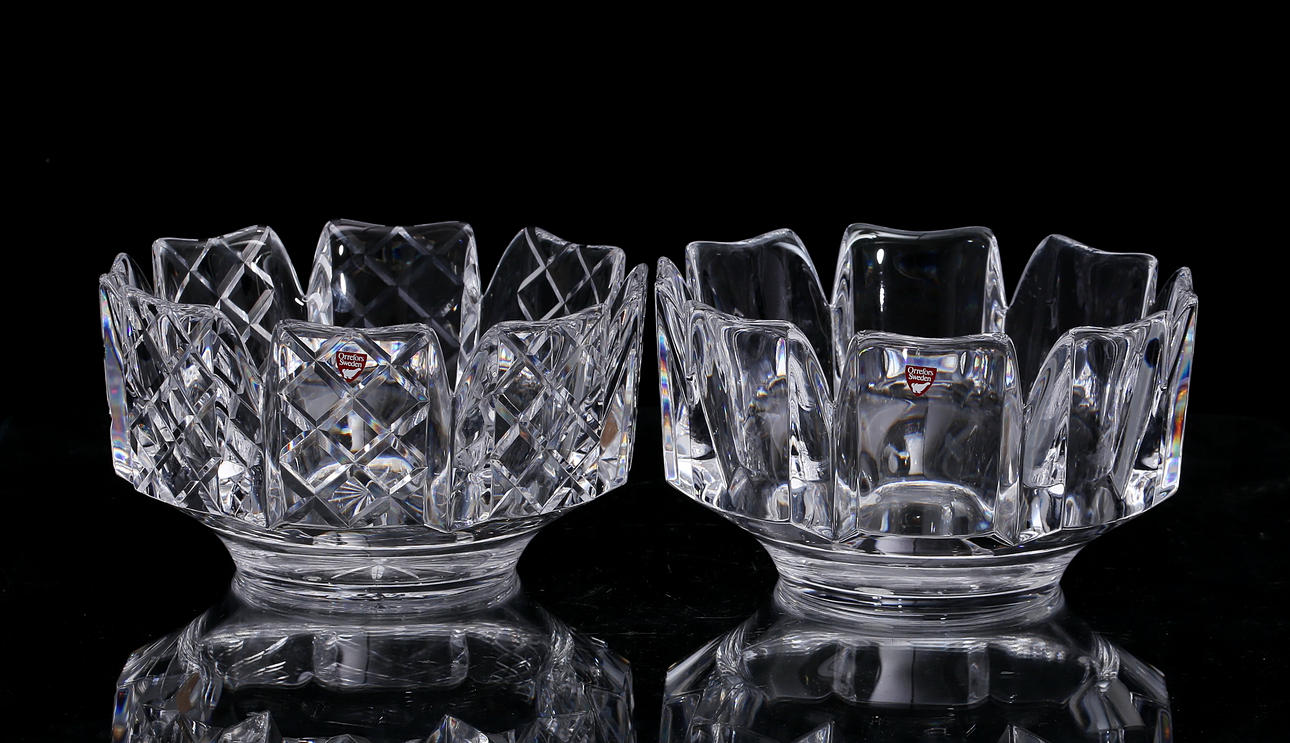 2 bowls, Lars Hellsten, Orrefors.