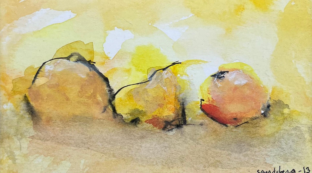 MATS SANDEBERG. Fruit still lifes. Watercolour, signed.