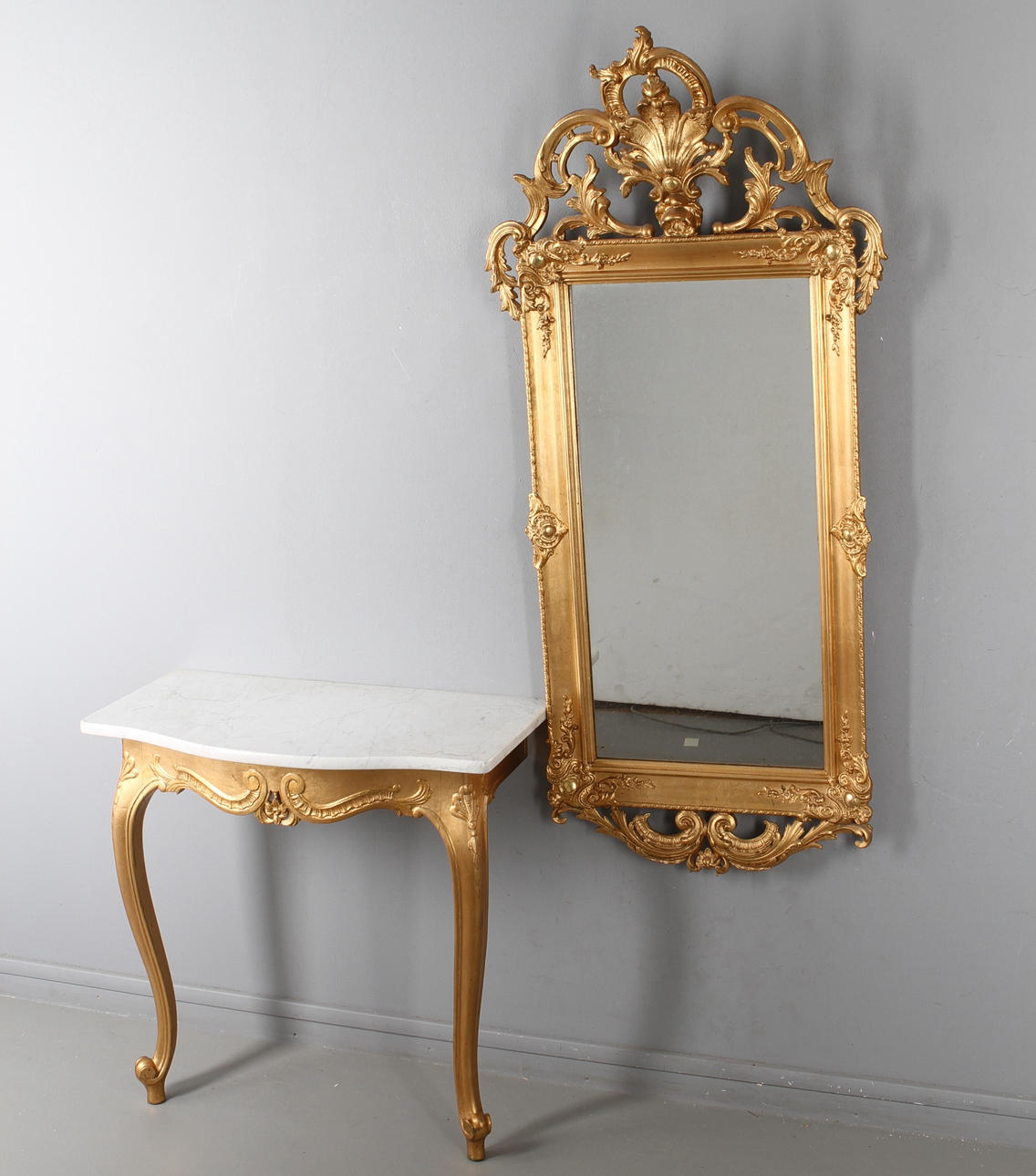 SPEGEL, med konsolbord, nyrokoko, 1800-talets slut.