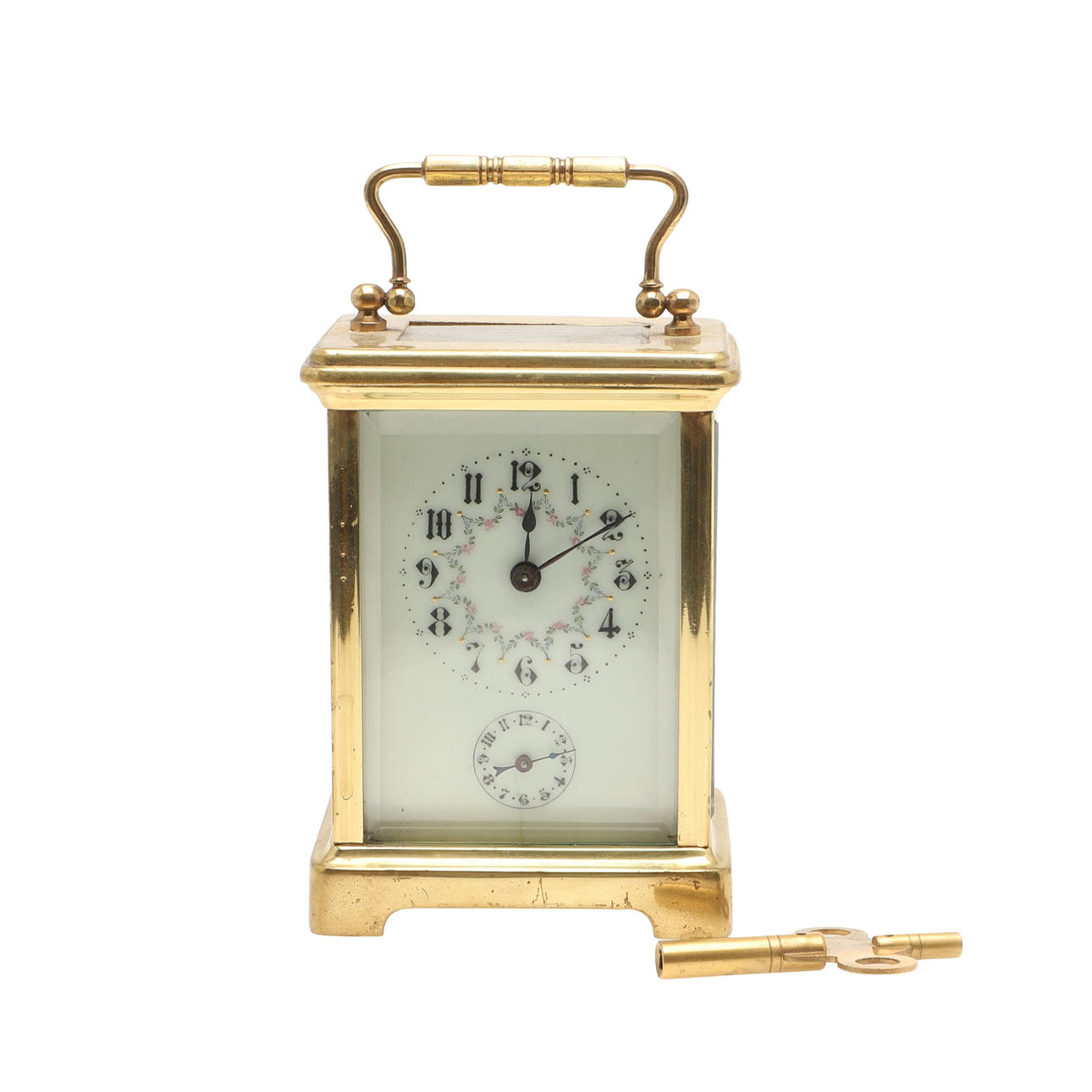 BRASS CASED CARRIAGE CLOCK.