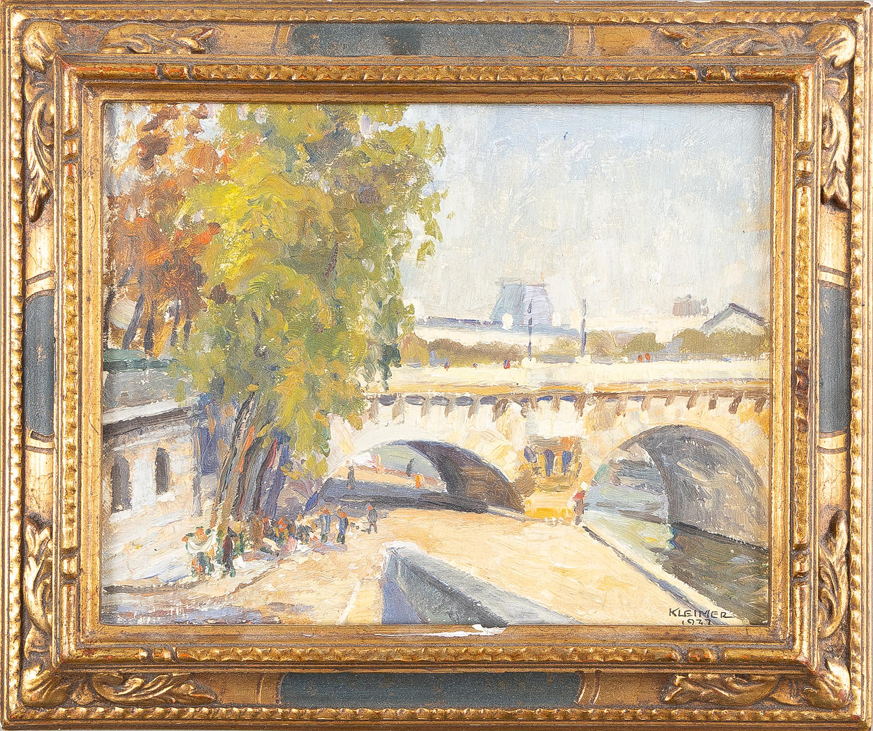 AXEL KLEIMER. Kanalmotiv, Öl auf Holz.