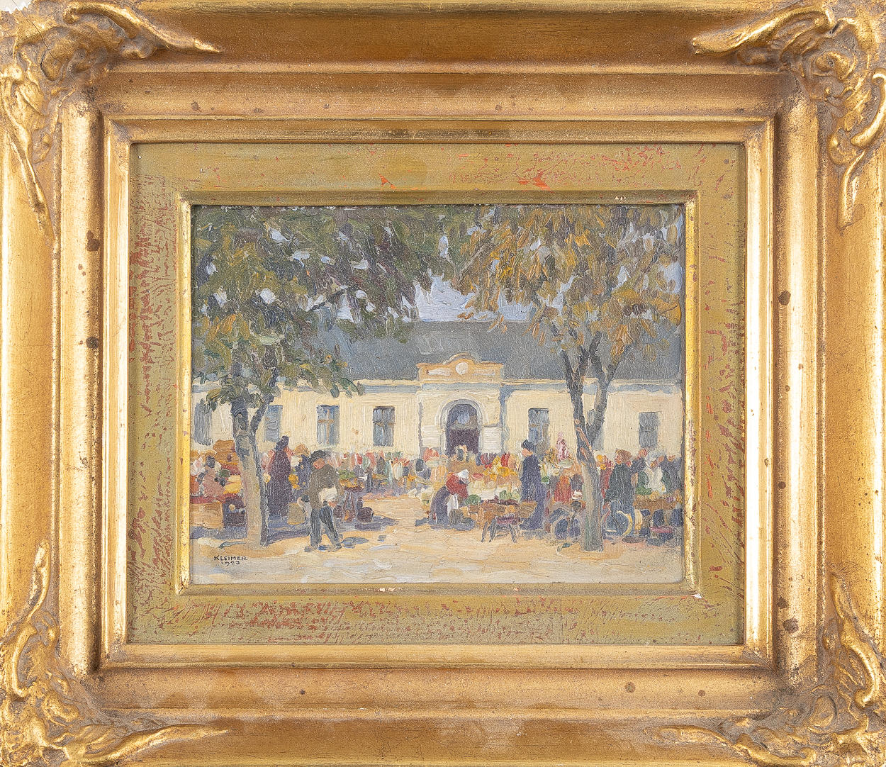 AXEL KLEIMER. Marktszene, Öl auf Holz.