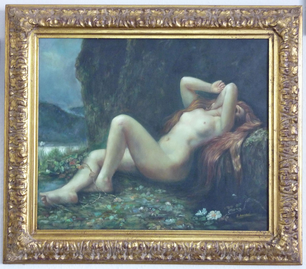 OKÄND KONSTNÄR, konsttryck på duk "Nackte mit langem Haar", R. Kunkel.