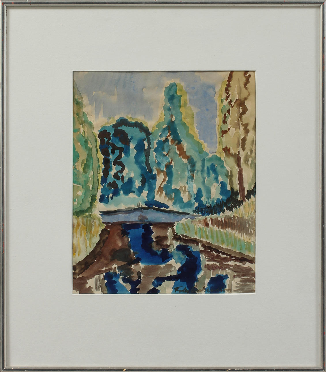 FOLKE ANDREASSON. Landskap, Akvarell, signerad.