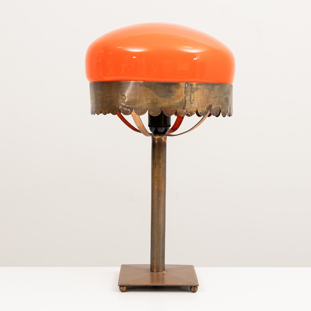A table lamp, Strindberg model, copper, glass, 20th century.