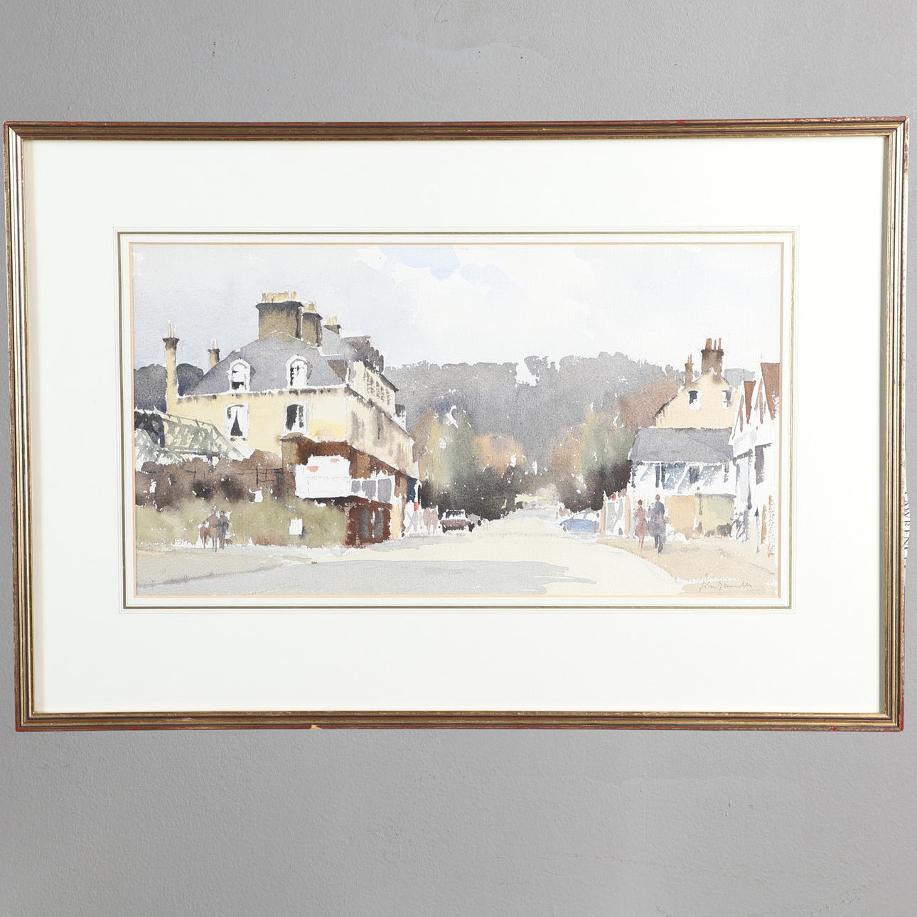 JOHN YARDLEY (B.1933). A TOWN STREET SCENE OF REIGATE (?)