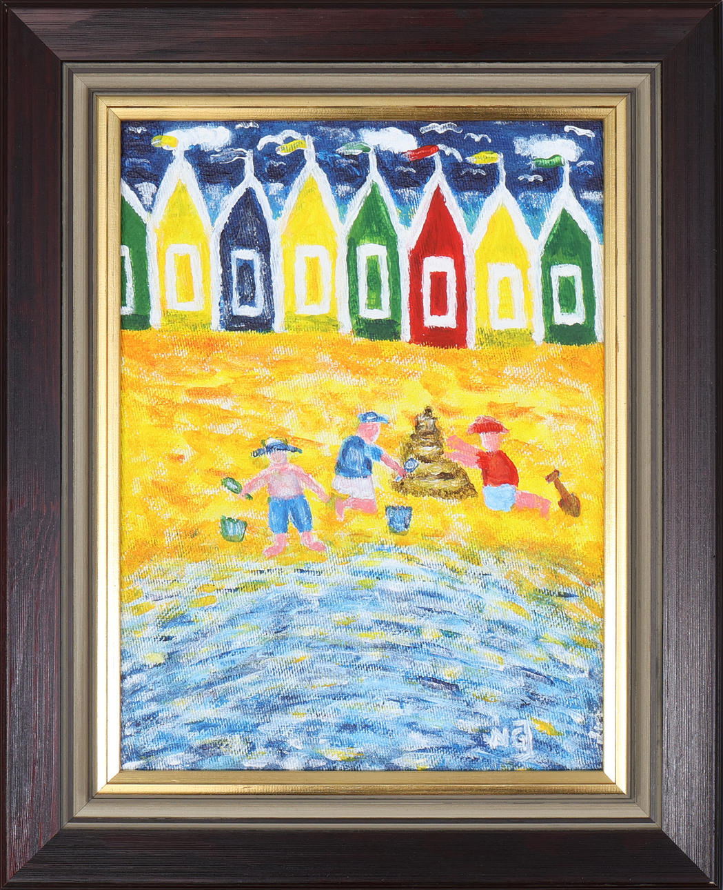 NILS GÖRAN JOHANSSON. Acrylic on panel, “Sandcastle”, signed.