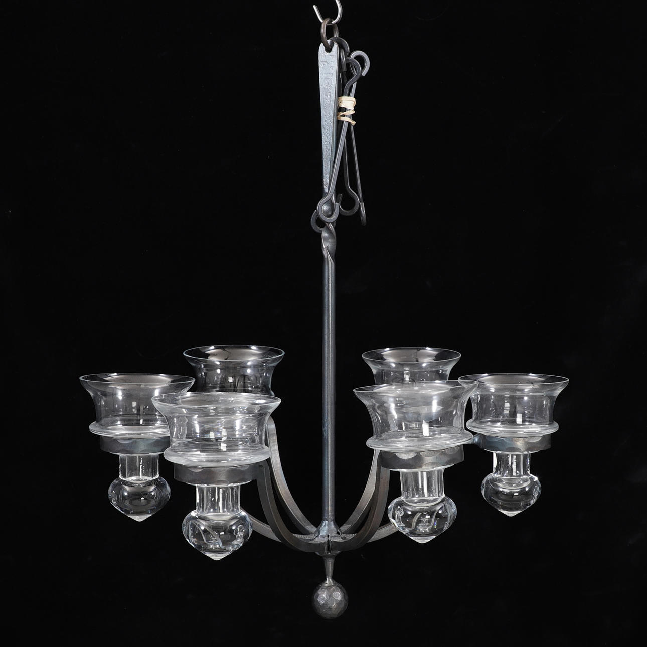 BERTIL VALLIEN. Kronleuchter, Glas/Schmieden, Boda Forging.