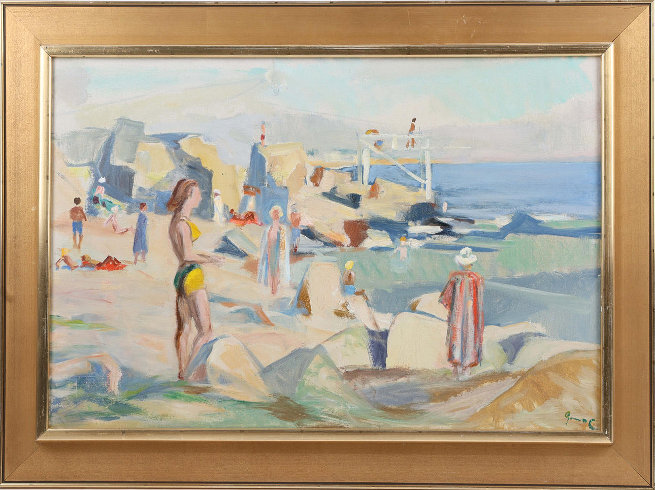 OIDENTIFIERAD KONSTNÄR. Oil on canvas, beach motif, signed.