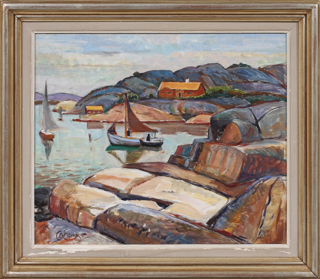 CARL OTTO ELLIOT. "Viken", olja på pannå, signerad.