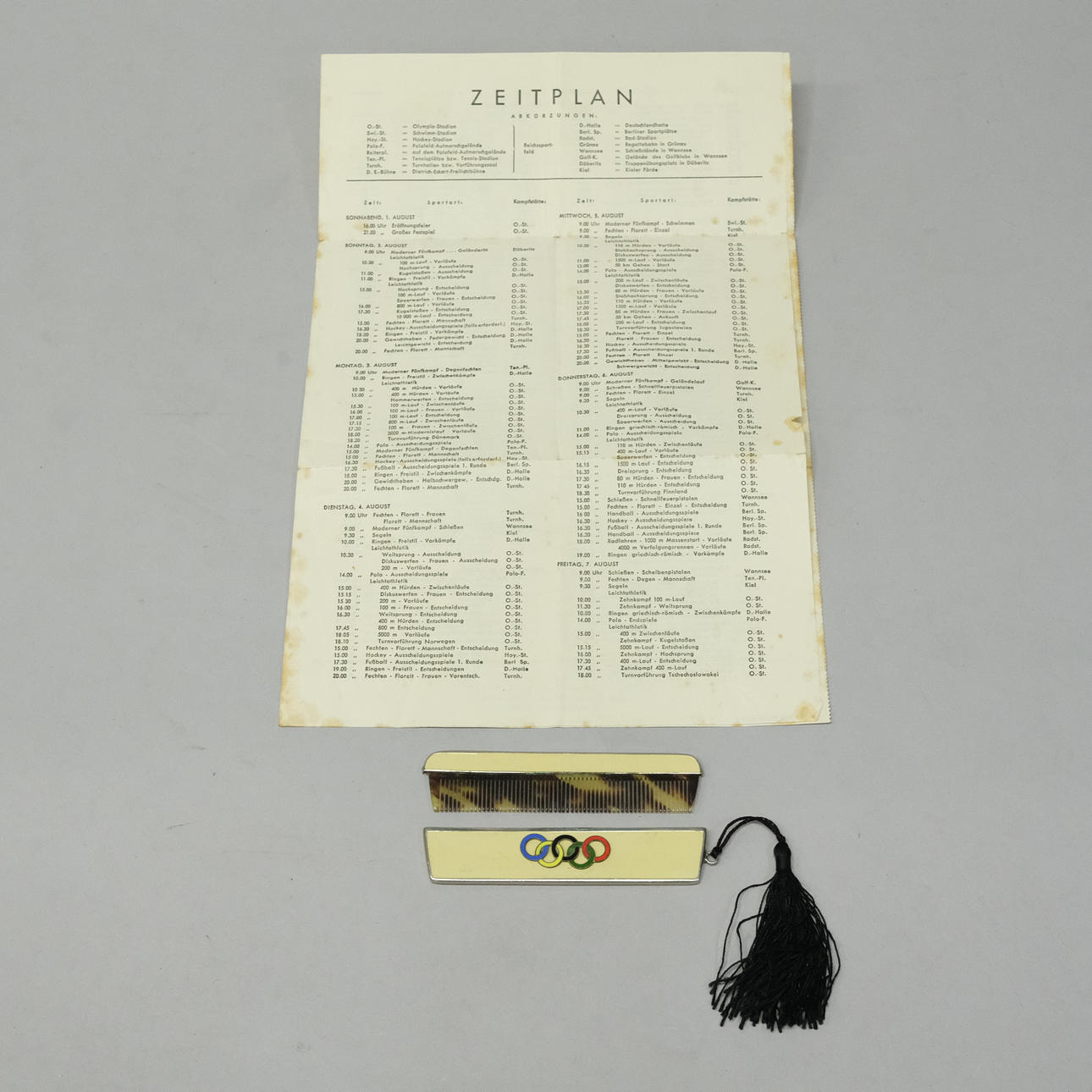 COMB, BERLIN 1936 OLYMPICS AND STADIUM MAP.