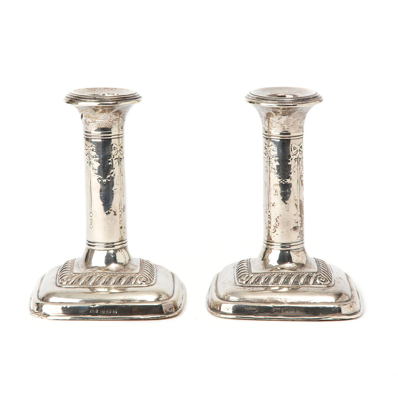 CANDLESTICKS. 1 pair, silver, Birmingham, 1912.