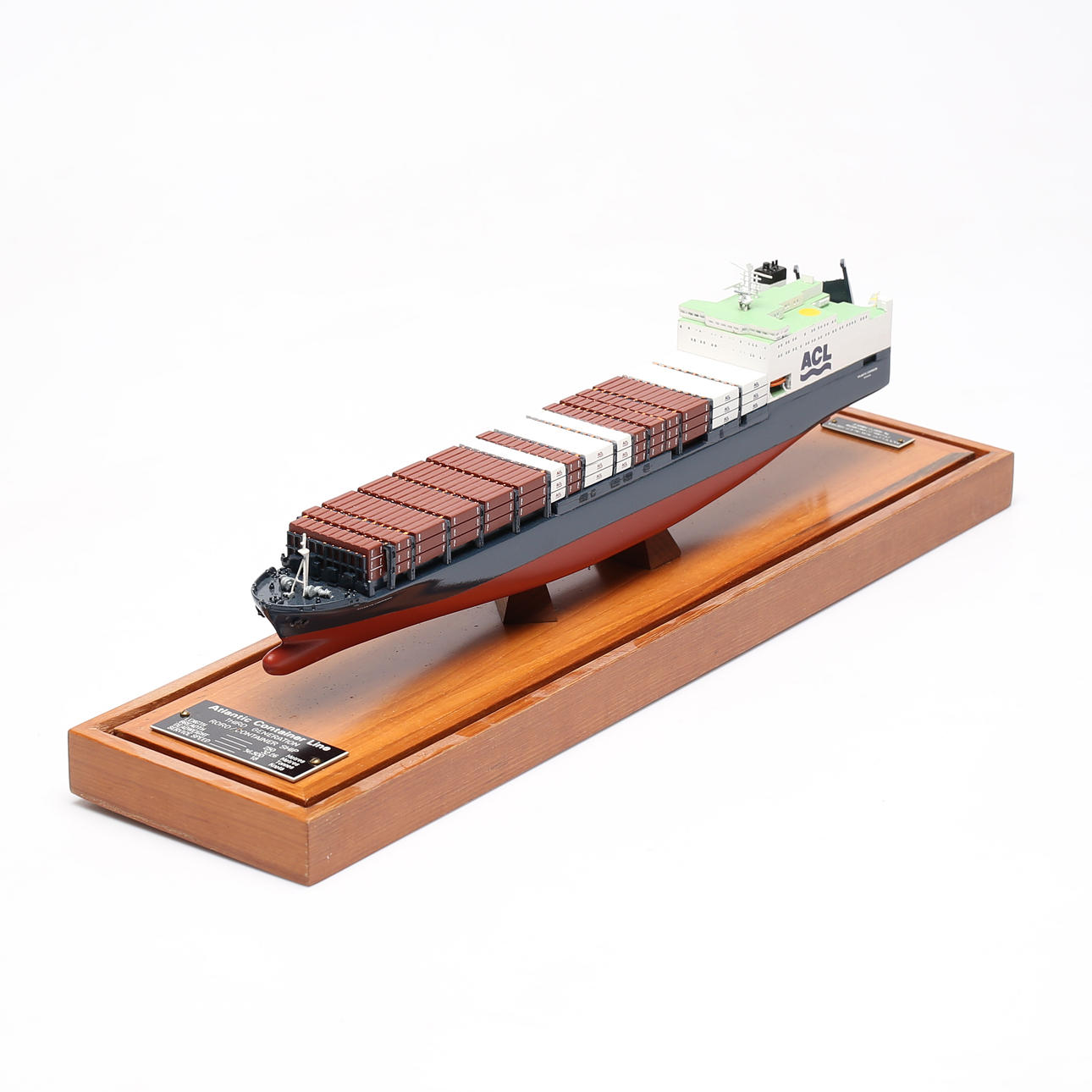 SHIP MODEL in booth, “Atlantic Container Line”, Modelos Navales Riera, Barcelona.