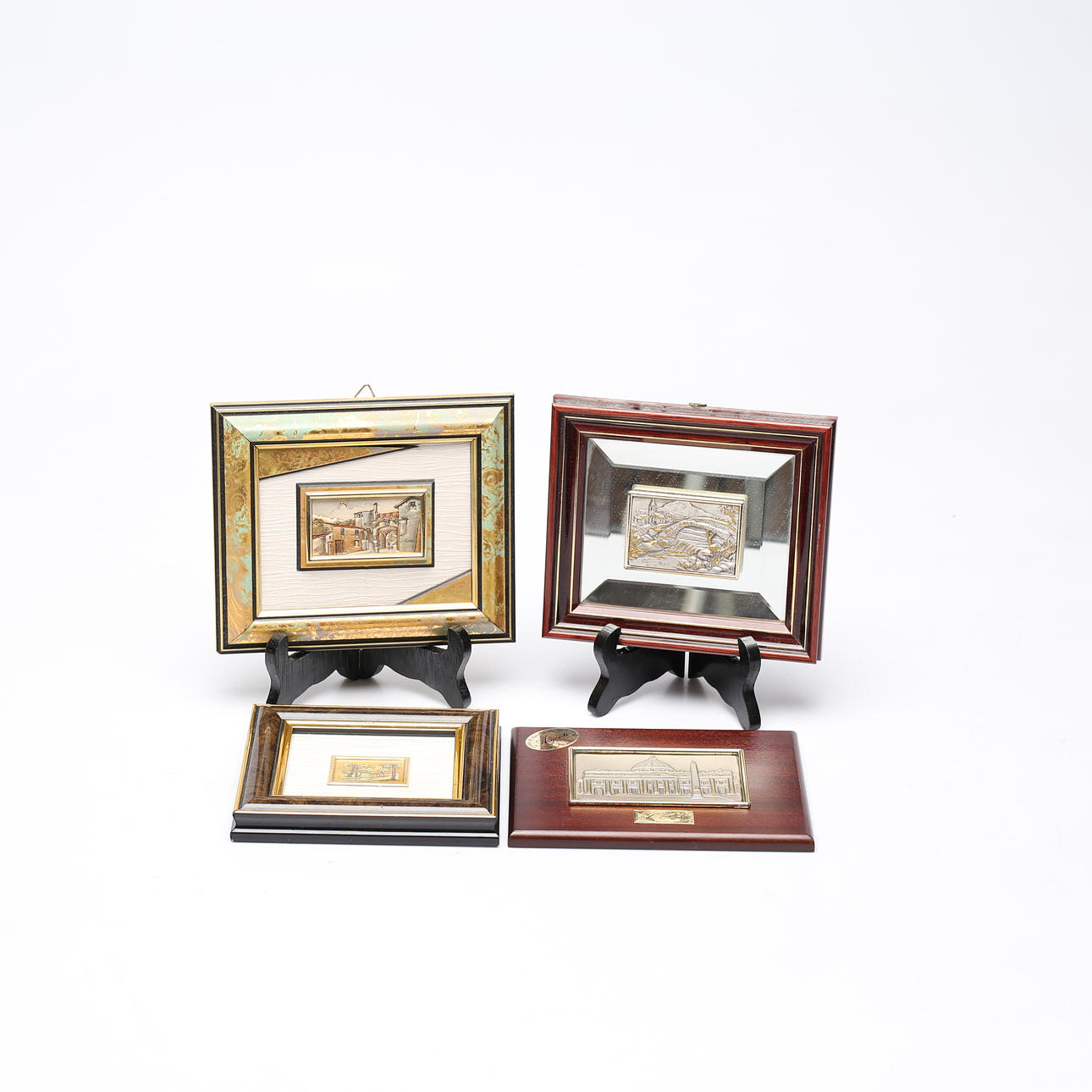 A set of 4 paintings, including silver.