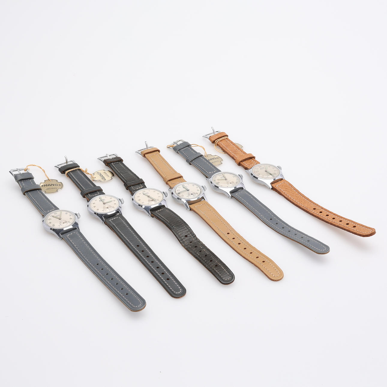 ARMBÅNDSUR, 6 STK, RANG, STÅL/KROM, MANUEL BEVÆGELSE.