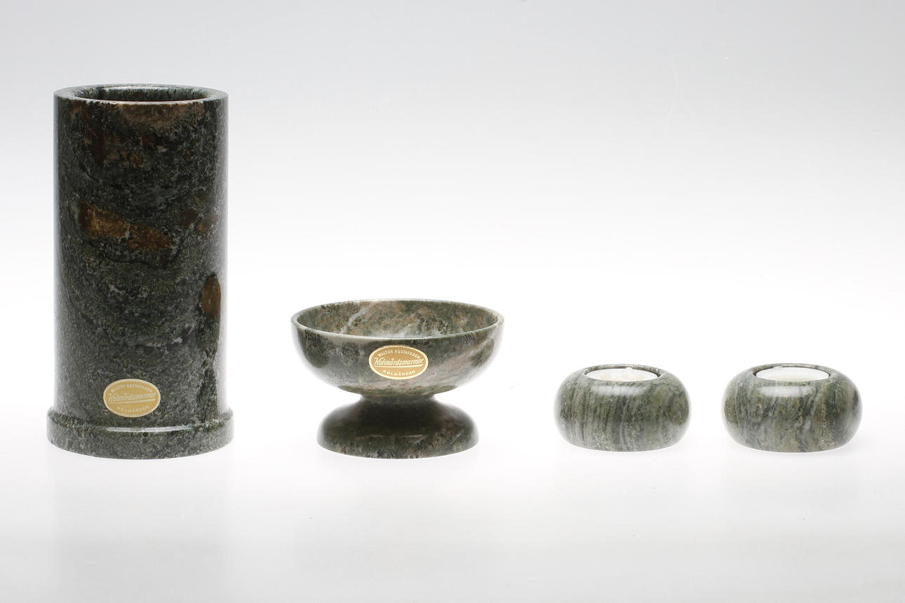 VAS, LJUSLYKTOR, SKÅL, kolmårdsmarmor, 1900-tal.