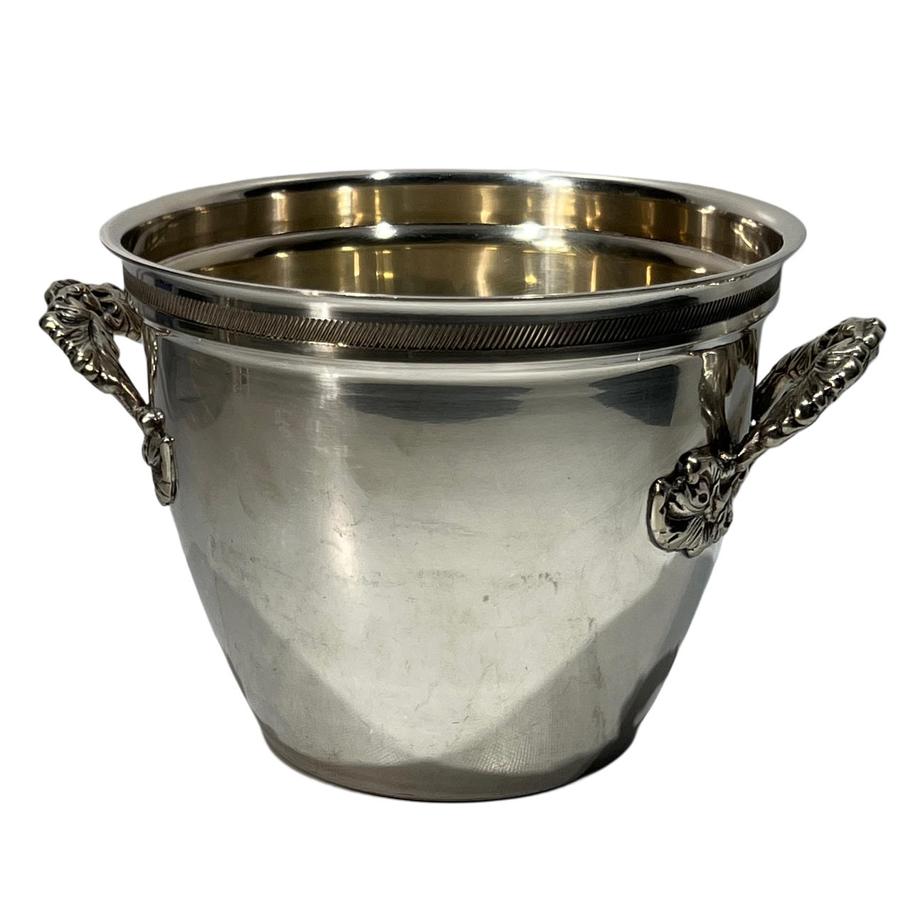 Champañera en alpaca plateada con asas.