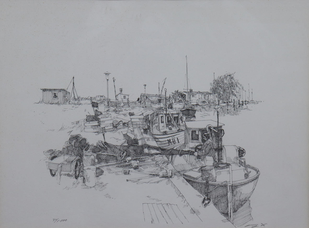 UNBEKANNTER KÜNSTLER, Lithografie, Angelmodus.